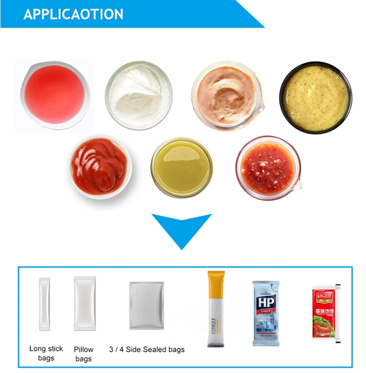 Small Automatic Honey/Ketchup/Sauce/Oil/Liquid/Lotion/Shampoo/Jelly/Liquid Soap/Juice/Tomato Paste Food Sachet Pouch Packaging Packing Filling Sealing Machine