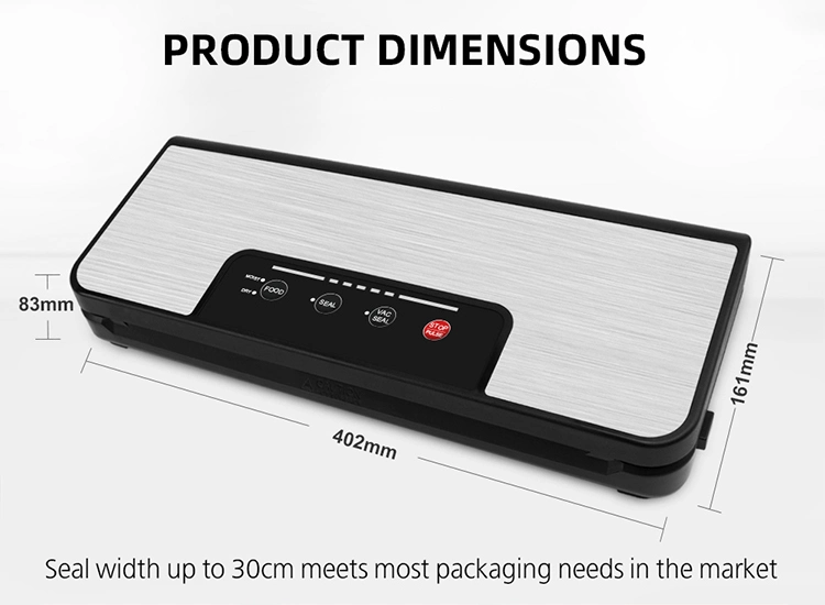 Food Vacuum Sealer with Built-in Cutter and Pulse Function. Roll Storage. Dry Wet Mode Options. External Air Vent. Strong Suction.
